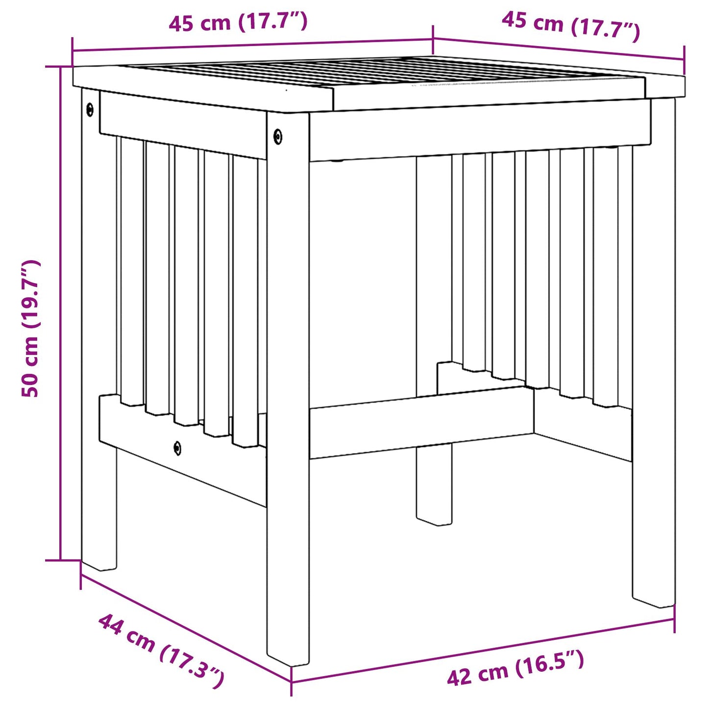 Tuin Bijzettafel Bruin 45X45X50 Cm Massief Acaciahout