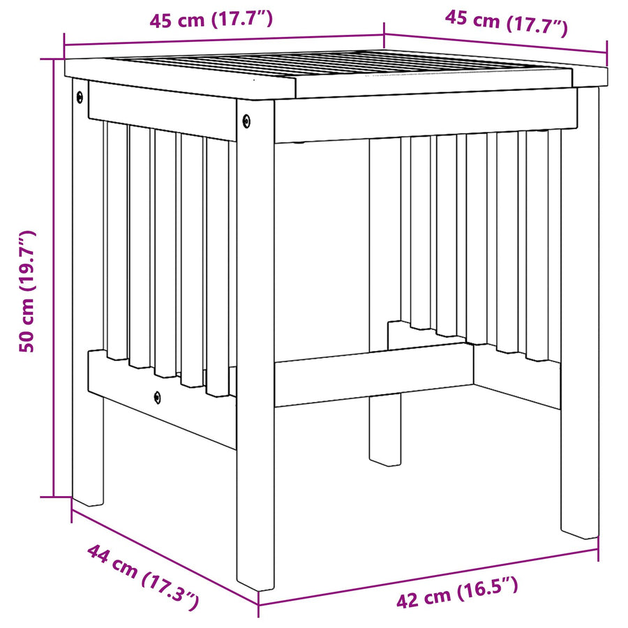 Tuin Bijzettafel Bruin 45X45X50 Cm Massief Acaciahout