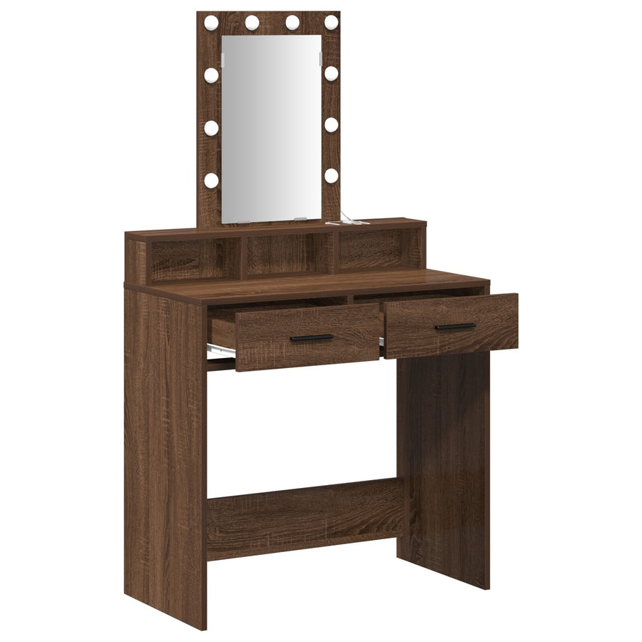 Kaptafel Met Led-Verlichting - - Bruin Eiken 79 x 41 x 140 cm