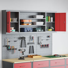 6-Delige Gereedschapskast En Pegboard Set, Wandmontage, Rode Metaal