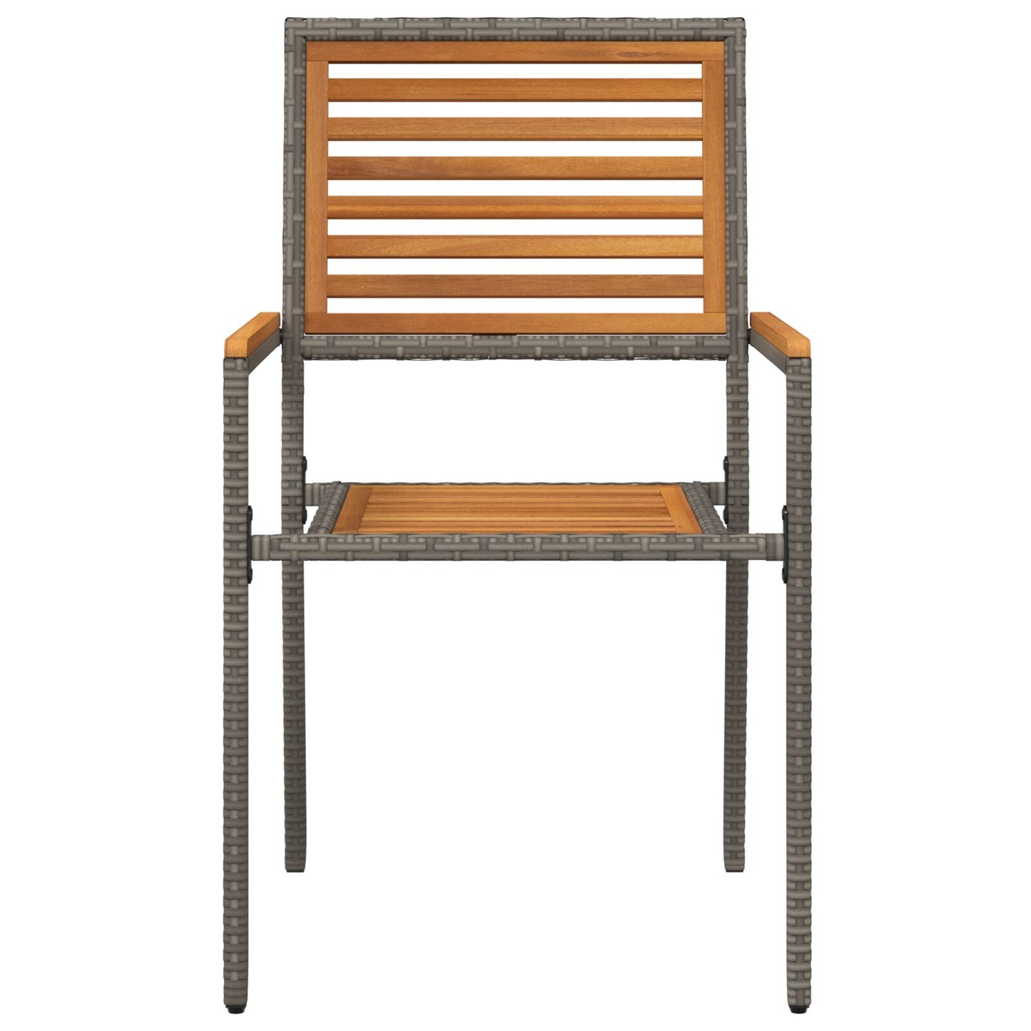Stapelbare Tuinstoelen Met Kussens - 2 Stuks Poly Rattan Grijs Hout