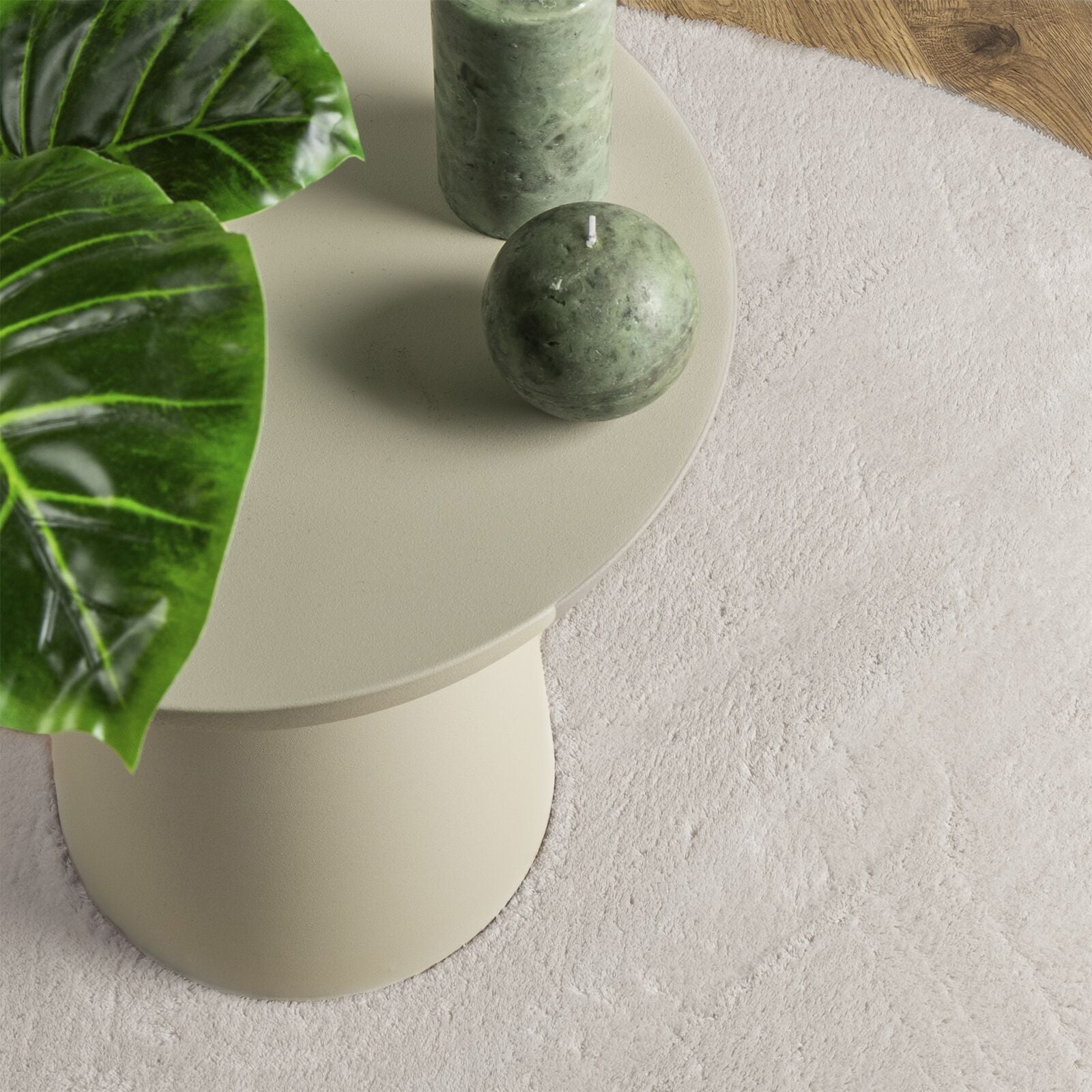 Vloerkleed 'Huarte' Kort Pool Zacht En Wasbaar Zandkleurig 120 x 170 cm Ovaal-Asymmetrisch