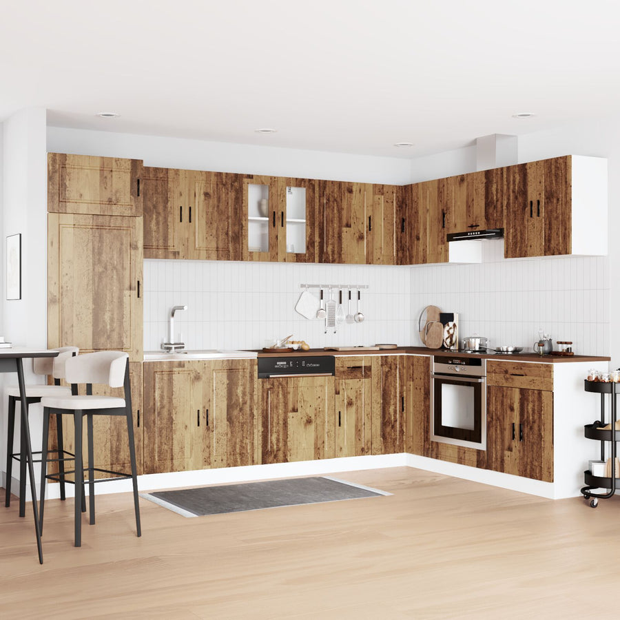 Onderkast Met Wastafel ""Porto"" Oud Hout 80X46X84,5 Cm Gelaagd Hout
