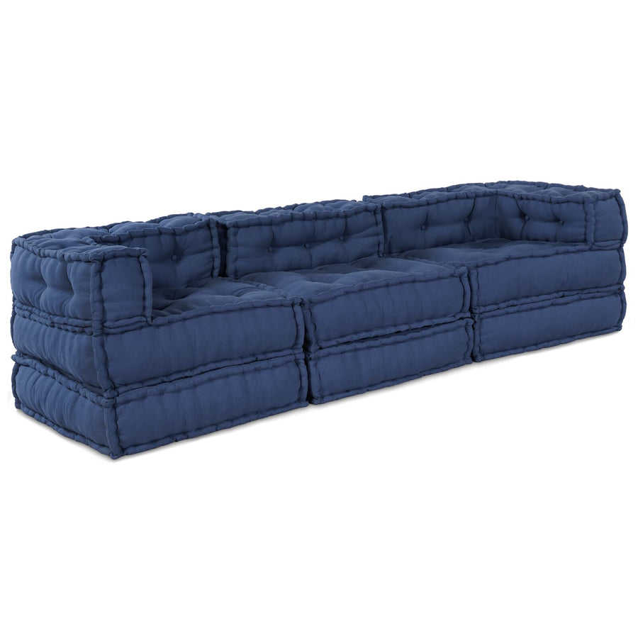 Modulaire Poefs 3 Stuks Stof Indigo 70 x 70 x 54 cm Midden + 2x hoek
