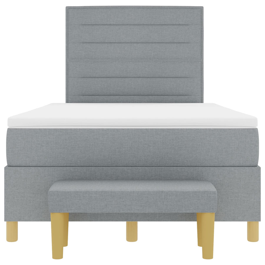 Boxspring Bed Met Matras & Bank Lichtgrijs 120X190 Cm Stof Blauw