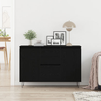 Dressoir Zwart Eiken 101,5X35X70 Cm Bewerkt Hout