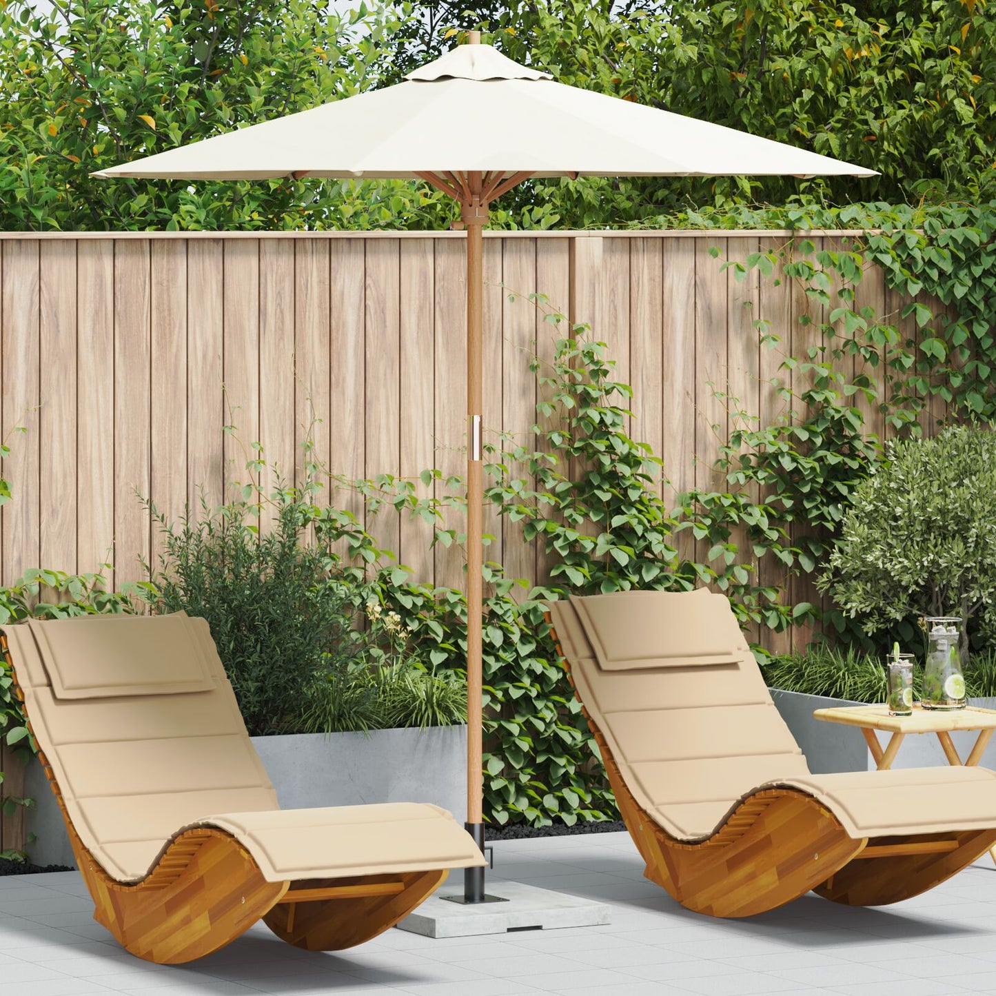 Tuinparasol 217X230 Cm Bamboe 217 x 217 x 230 cm Crème wit