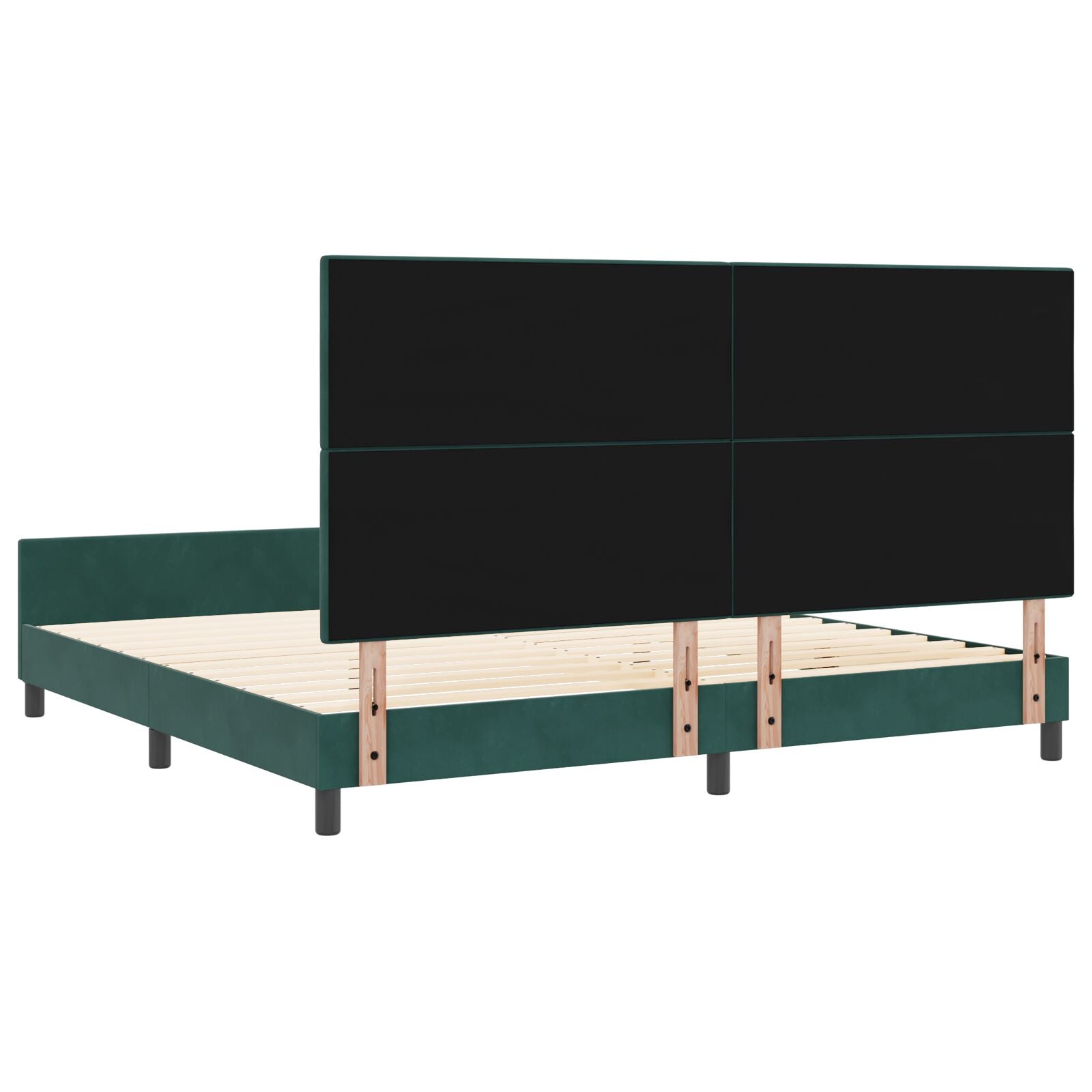 Bed Frame Donkergroen 200X200 Cm Fluweel Crème