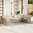 Garden Bench Set with Storage 10 pcs Beige and Cream poly rattan