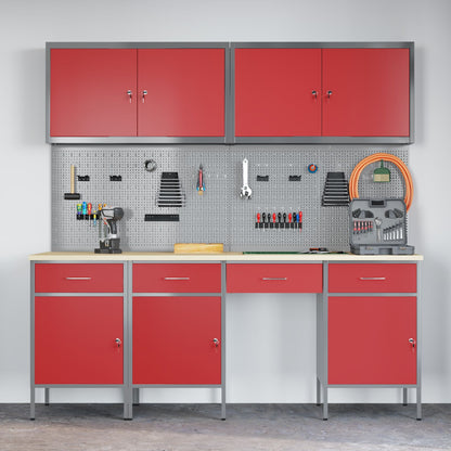 10-Delige Werkbank Set Rood Staal