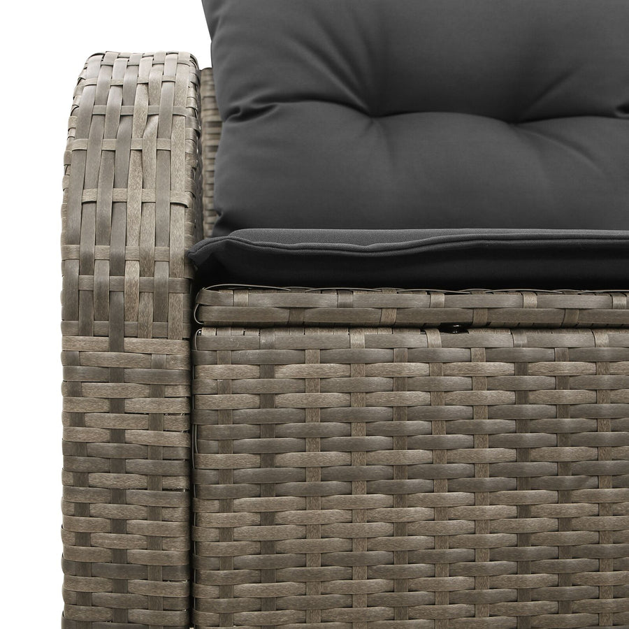 2-Zits Tuinbank Met Kussens Poly Rattan Grijs zonder opbergruimte