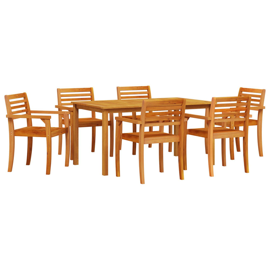 7-Delige Tuin Eetset Van Massief Acaciahout 6-Persoons 150 cm tafel lengte