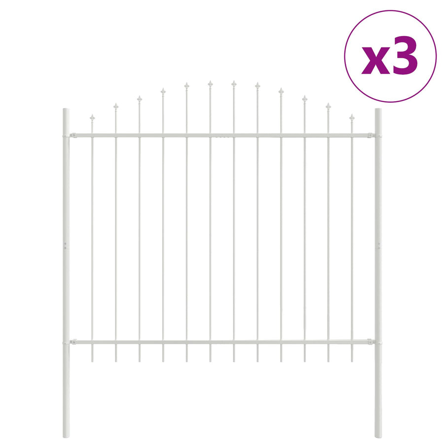 Tuinafscheiding Met Hoepeltop 5,1X1,25 M Staal Wit 5.1 m 100-125 cm
