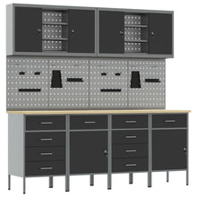 10-Delige Werkcabinet En Pegboard Set Mdf En Metaal 4x (2x84/2x85 cm) Zwart 6x kast + 6x pegboard