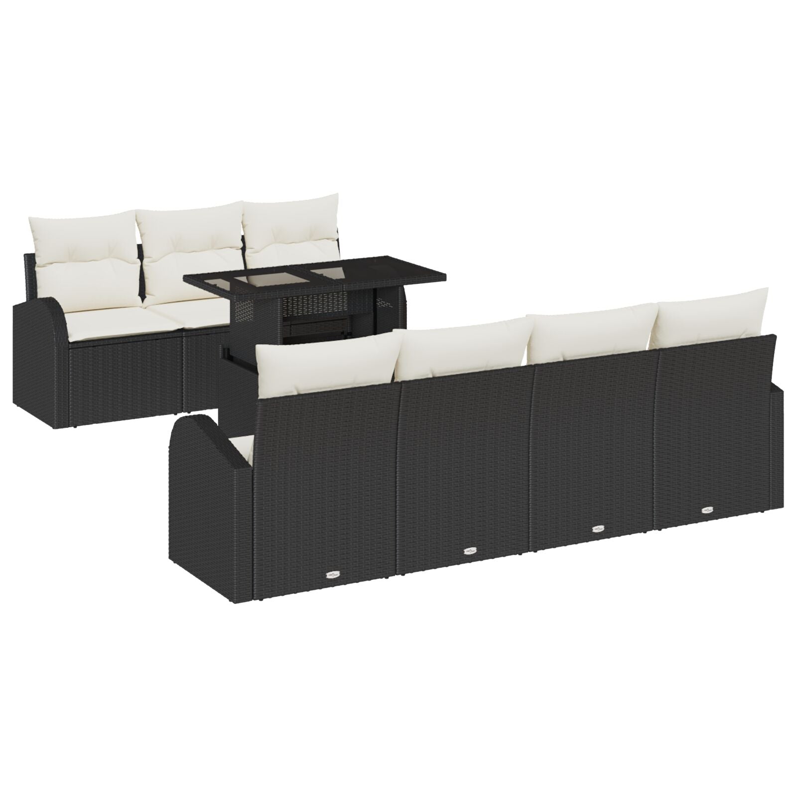 8-Delige Tuin Sofa Set Met Kussens Zwart Poly Rattan