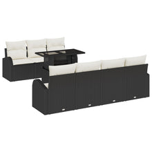 8-Delige Tuin Sofa Set Met Kussens Zwart Poly Rattan