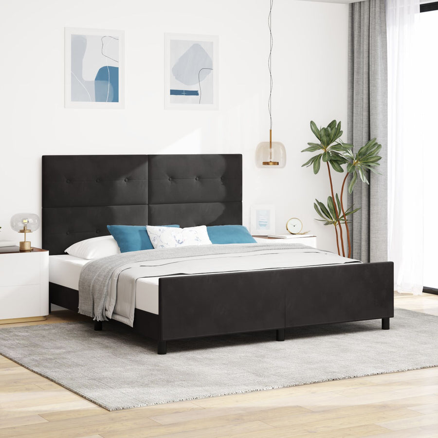 Zwarte Fluwelen Bedframe 180X200 Cm Crème