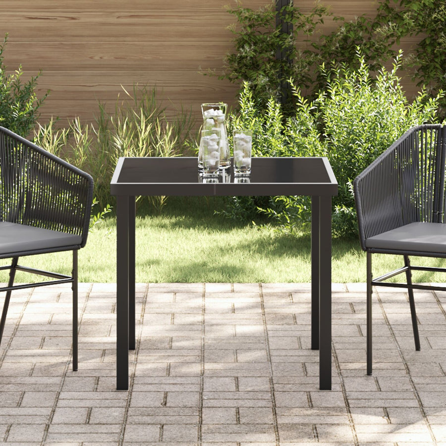Tuin Tafel Zwart Gelaagd Glas 80 x 80 x 73 cm