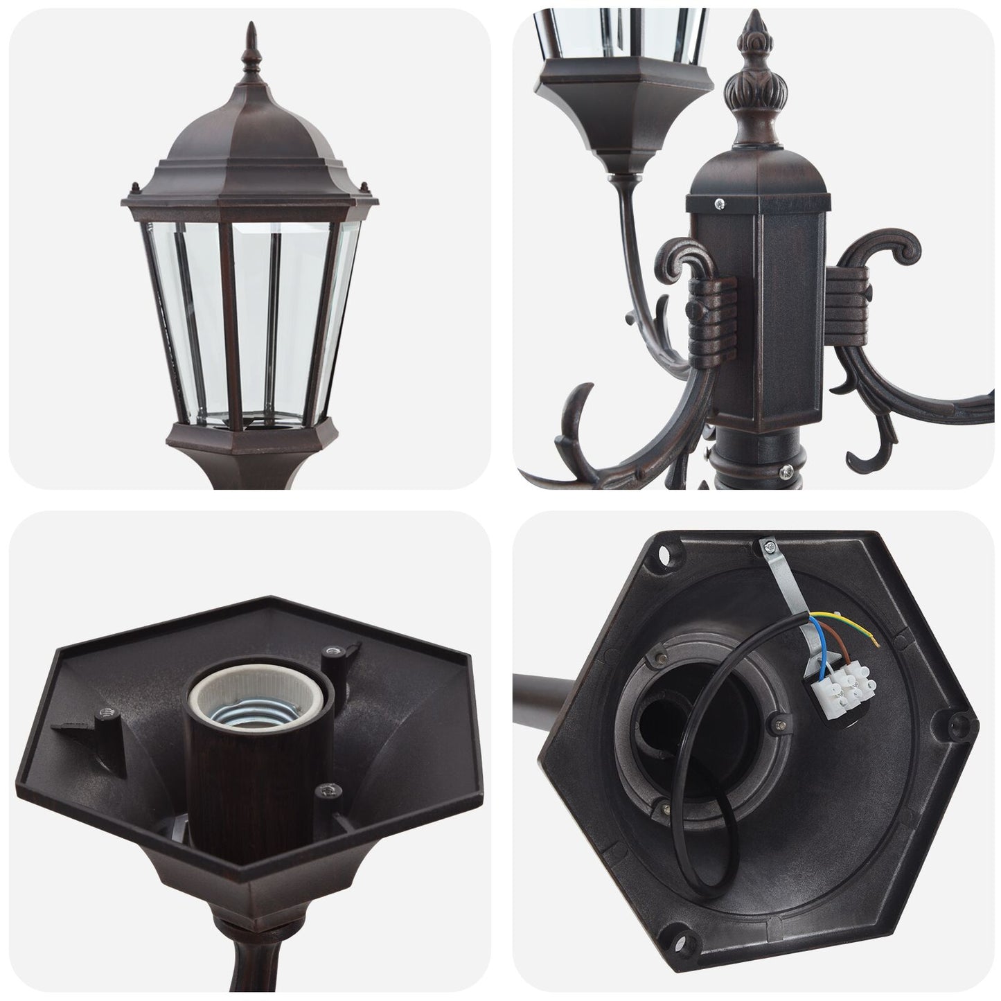 Tuinlichtpaal 3-Lamp E27 220 Cm Aluminium Brons