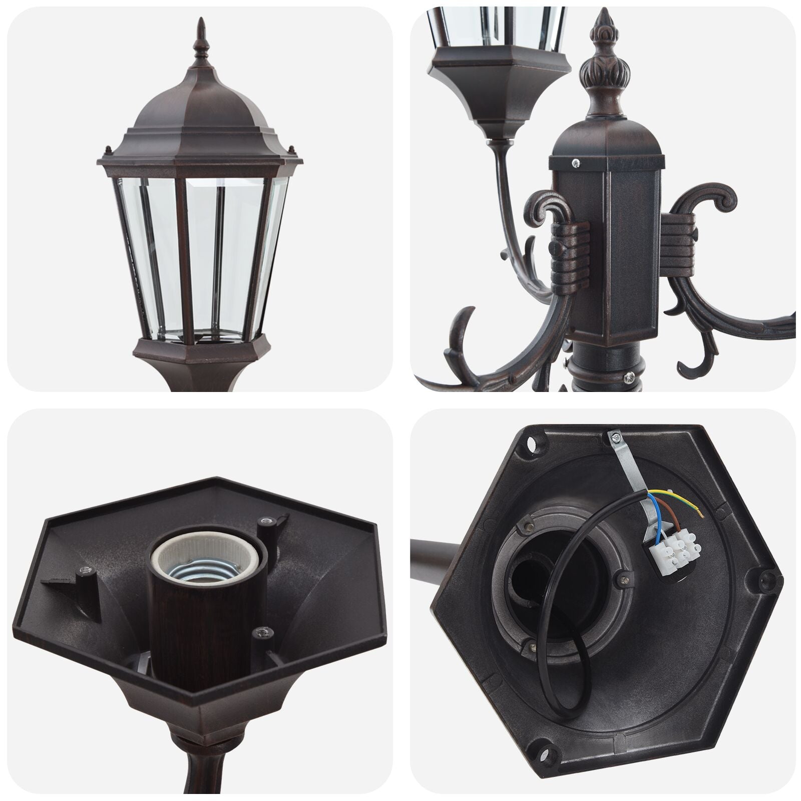 Tuinlichtpaal 3-Lamp E27 220 Cm Aluminium Brons