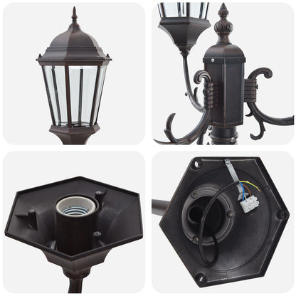 Tuinlichtpaal 3-Lamp E27 220 Cm Aluminium Brons