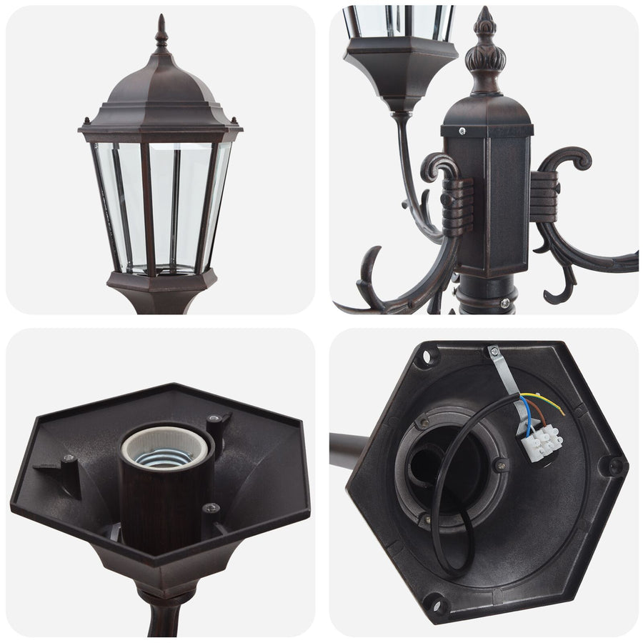 Tuinlichtpaal 3-Lamp E27 220 Cm Aluminium Brons