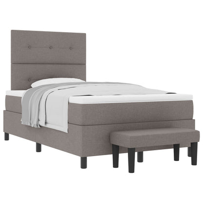 Boxspring Bed Met Matras & Bank Taupe 120X190 Cm Stof Blauw