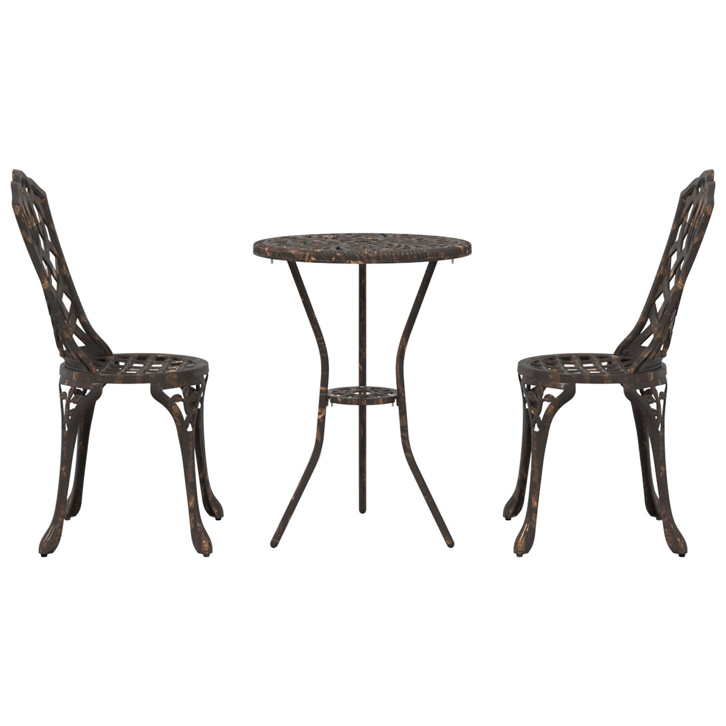 3-Delige Bistro Set Voor In De Tuin - Gietaluminium Brons