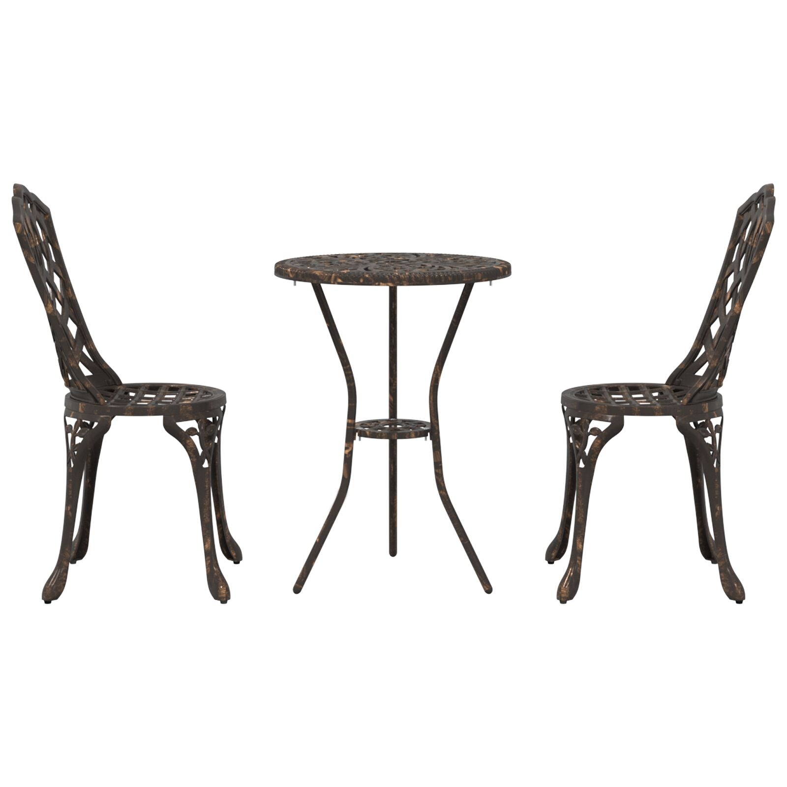 3-Delige Bistro Set Voor In De Tuin - Gietaluminium Brons