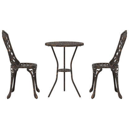 3-Delige Bistro Set Voor In De Tuin - Gietaluminium Brons