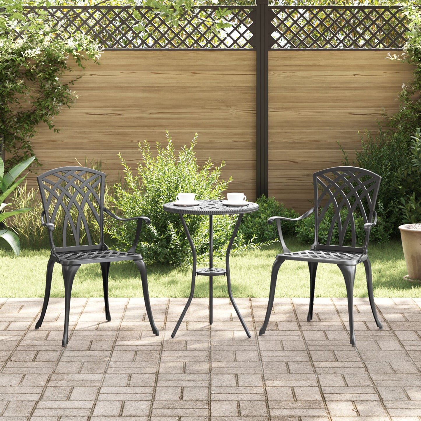 Tuinstoelen 2 Stuks Gietaluin Zwart