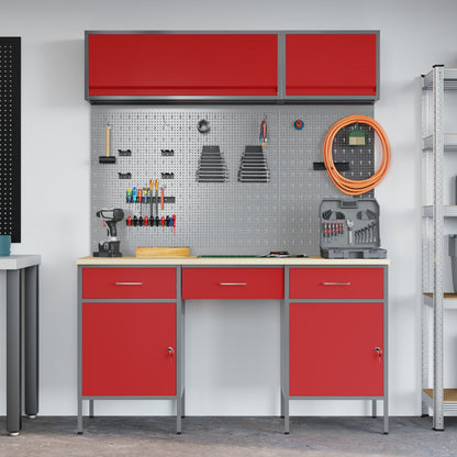 8-Delige Werkbankset Rood Staal
