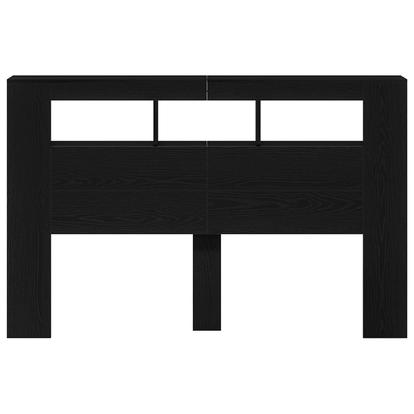 Led Hoofdbord Zwart Eiken 160X18,5X45 Cm Bewerkt Hout