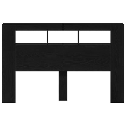 Led Hoofdbord Zwart Eiken 160X18,5X45 Cm Bewerkt Hout