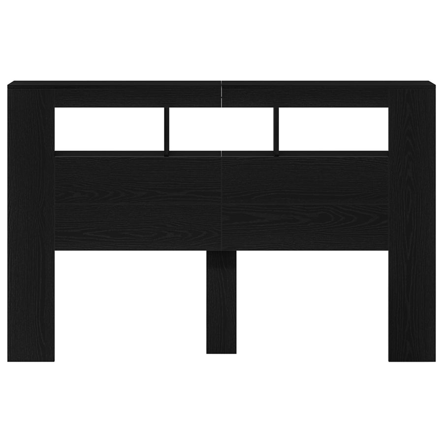 Led Hoofdbord Zwart Eiken 160X18,5X45 Cm Bewerkt Hout