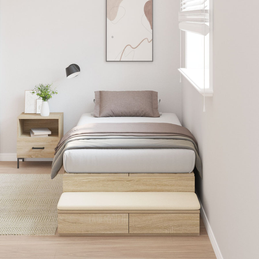 Opbergbedframe Sonoma Eiken Bewerkt Hout 236,5 X 100 X 31,5 Cm Artisanaal Eiken