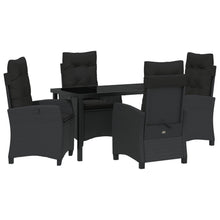5-Delige Tuinset Met Kussens Zwart Poly Rattan