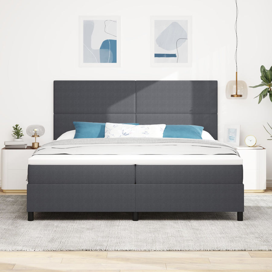 Boxspring Bed Met Matras Donkergrijs 200X200 Cm Corduroy Stof