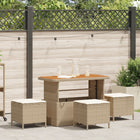 Tuin eettafelset poly rattan beige 4 personen