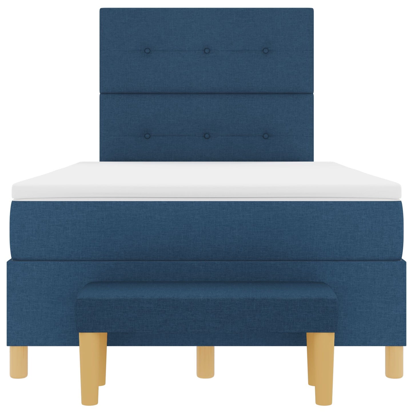 Boxspring Bed Met Matras & Bank Stof Blauw 120 x 190 cm Knop gestikte