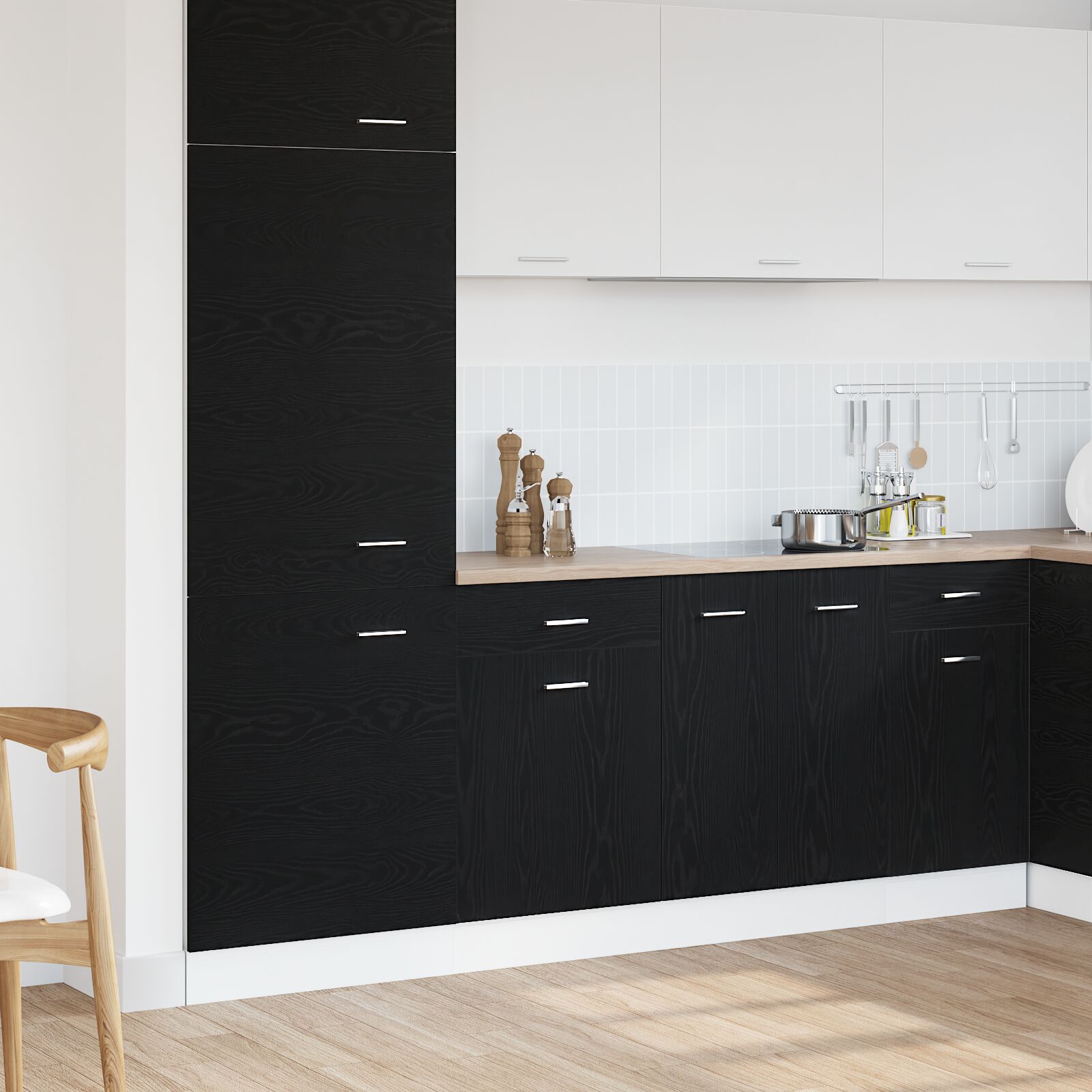 Zwarte Eiken Lade Kabinet - 50X46X81.5 Cm, Gemaakt Van Bewerkt Hout