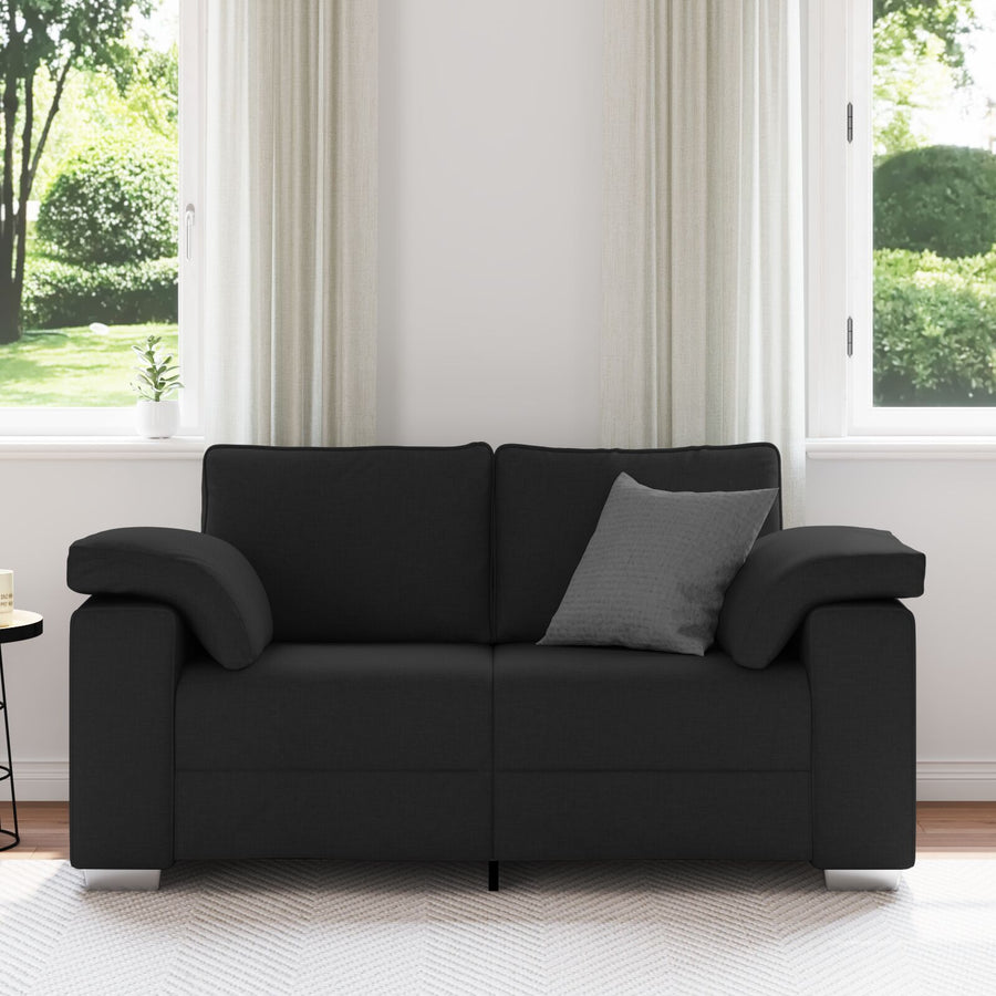 Love Seat Bank Stof Zwart 120 cm