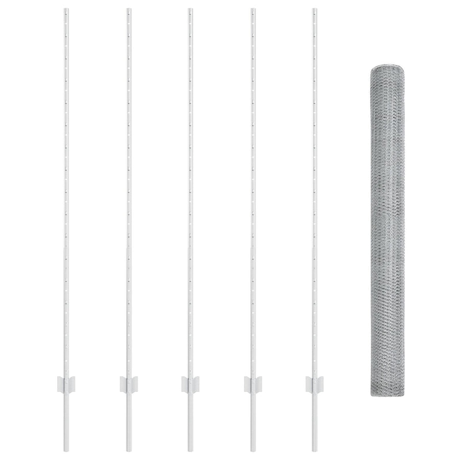 Fence Palen 10 Stuks U-Kanaal 160 Cm Gegalvaniseerd Staal,  Hexagon Fence 1.6X10 M Gegalvaniseerd Staal