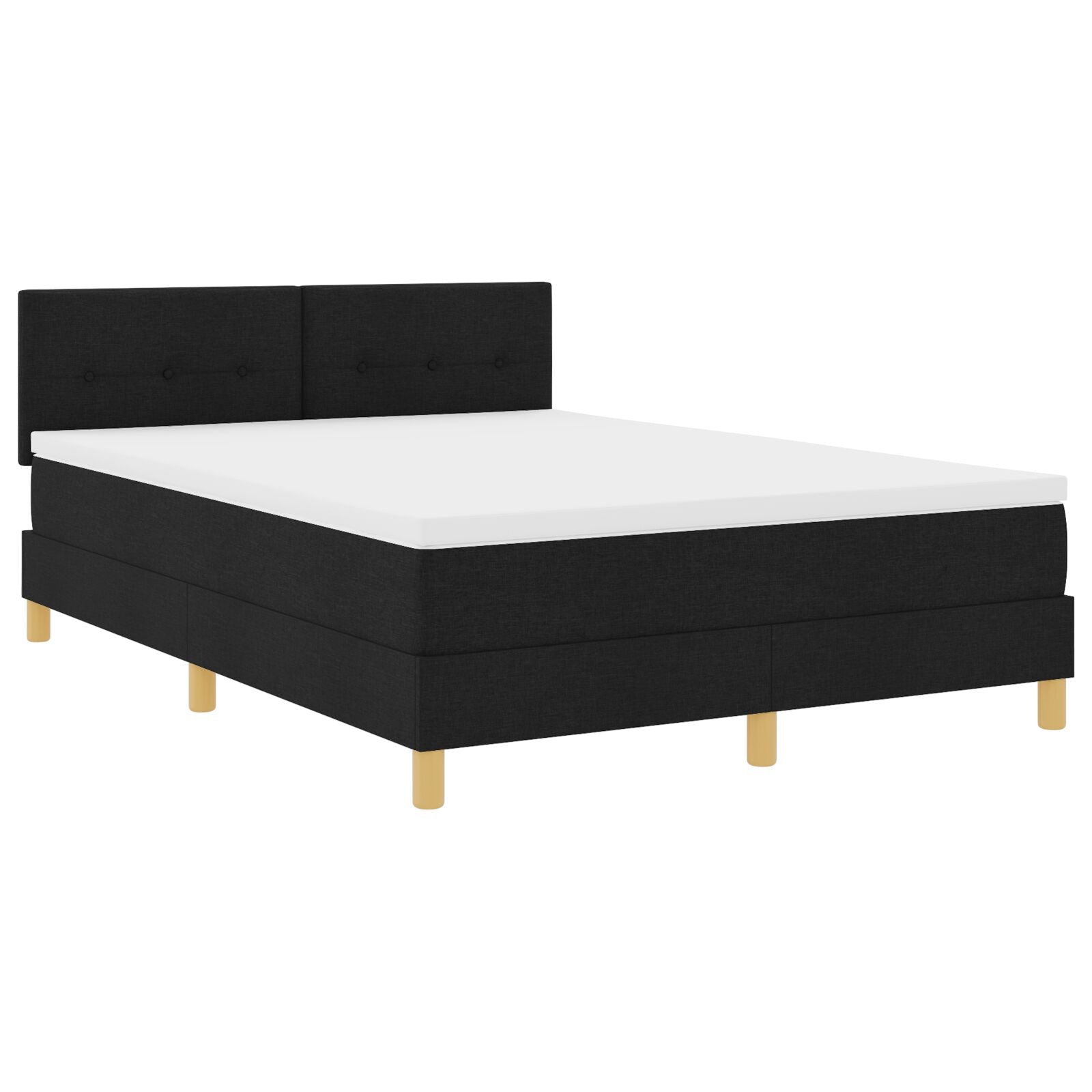 Boxspringbed Met Matras Stof Zwart 160 x 200 cm Gestikt