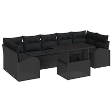 8-Delige Tuinsalon Set Met Kussens Zwart Poly Rattan