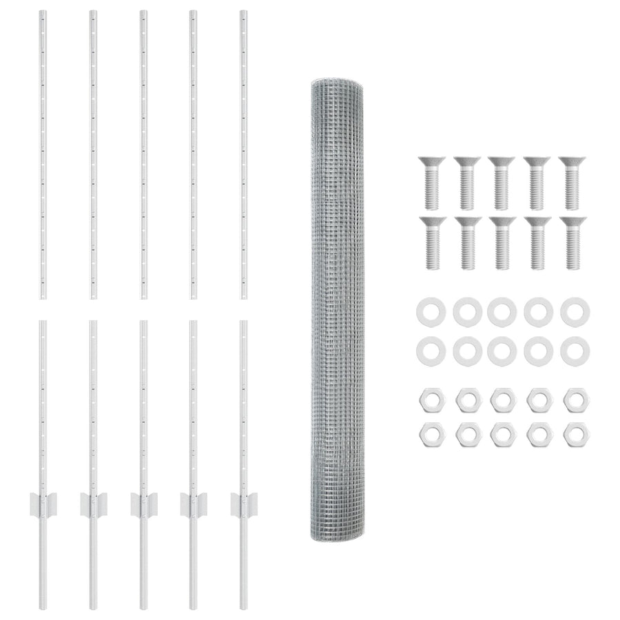 Gelaste Draadhek Met 10 U-Posts Zilver 1.2X10 M Staal