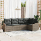 Loungeset poly rattan grijs 5-delig