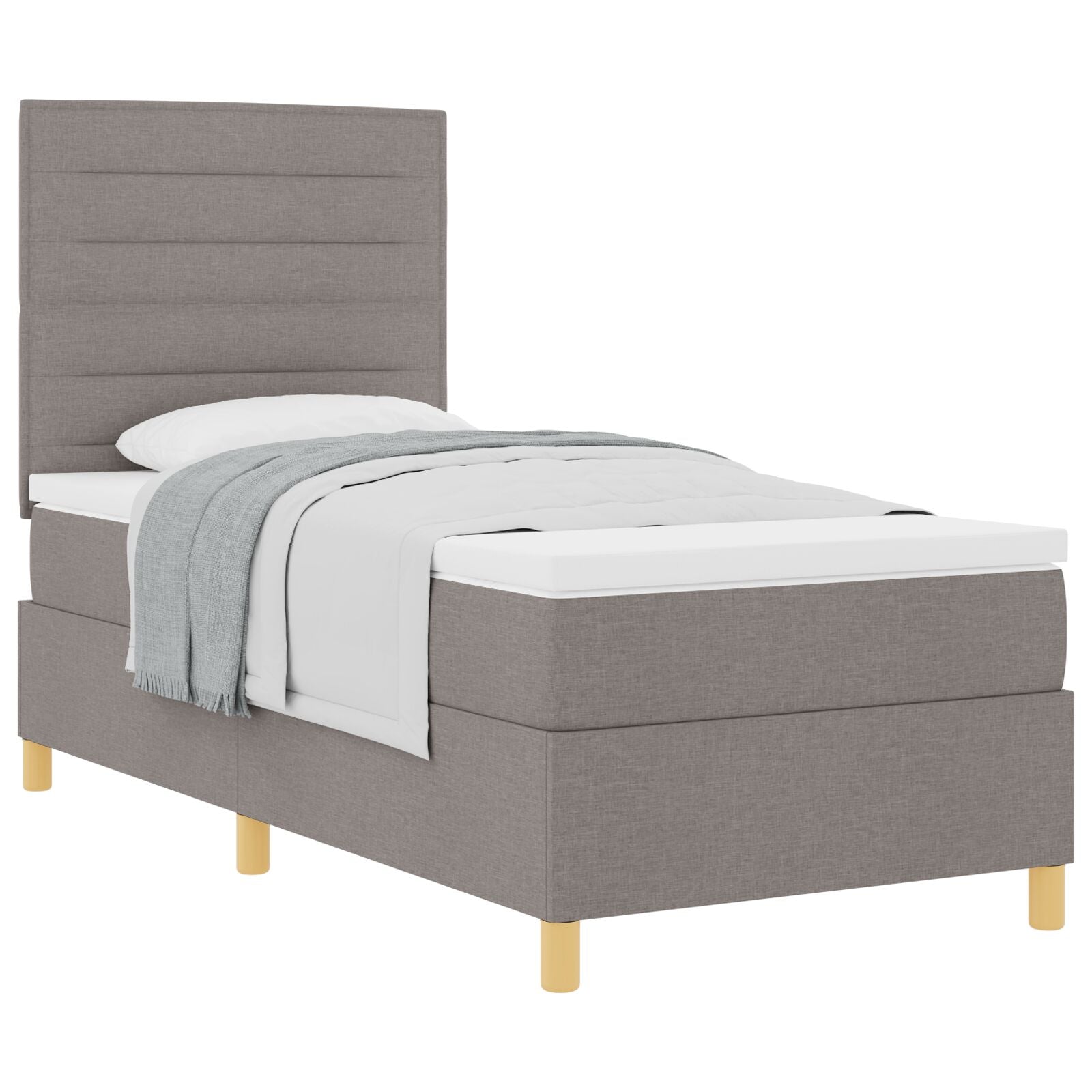 Boxspring Bed Met Matras Taupe 100X200 Cm Stof Blauw