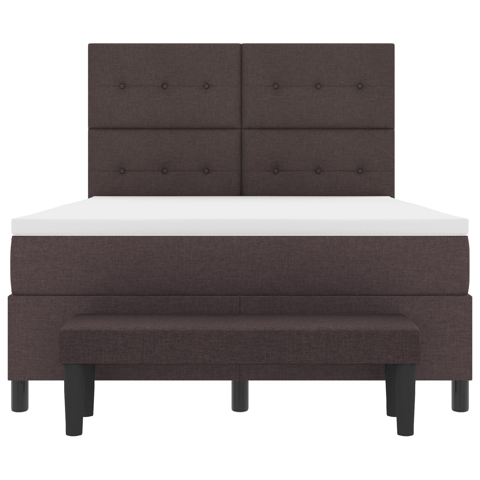 Boxspringbed Met Matras & Bank Stof Donkerbruin 140 x 190 cm Knopgeknopt