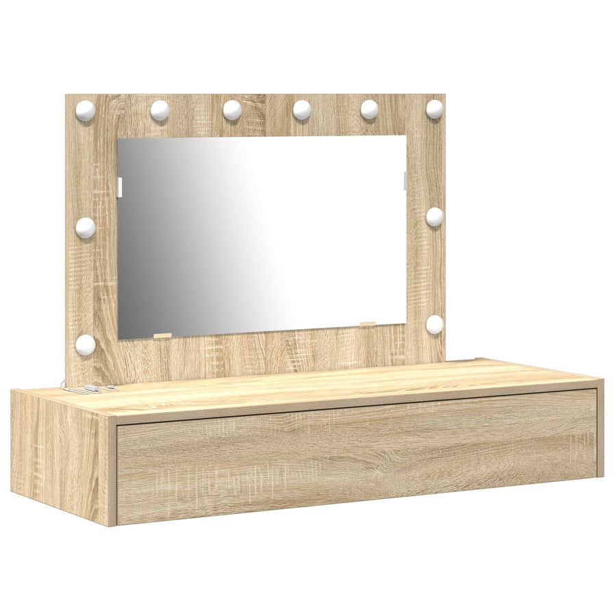 Wandgemonteerde Kaptafel Lichten In 100 x 40 x 70 cm Sonoma eiken met LED